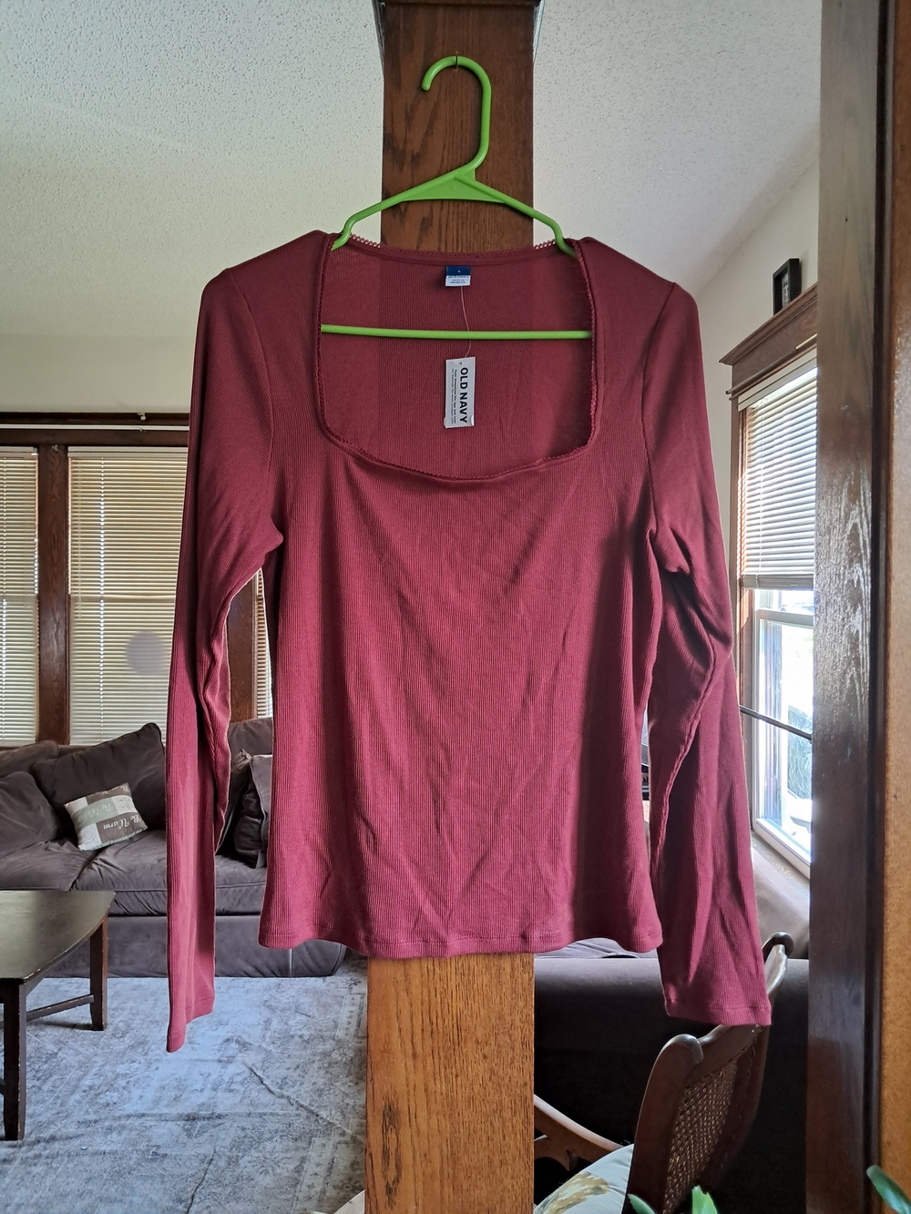 Old Navy Women's Long-Sleeve Square Neck Top - Wine